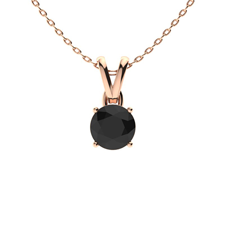 Tinkerbell Rose Gold 4 Prong Black Diamond Necklace