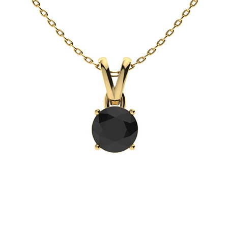 Tinkerbell Yellow Gold 4 Prong Black Diamond Necklace