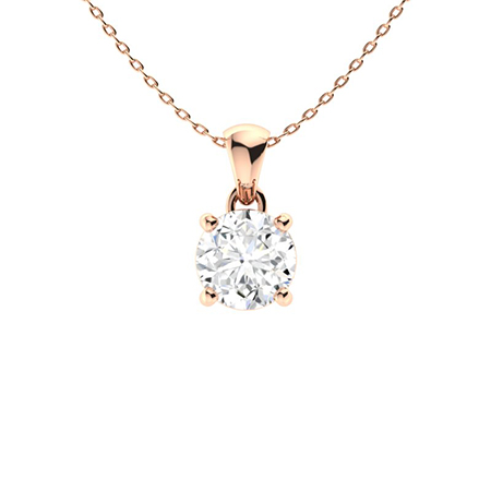 Veda Rose Gold 4 Prong Moissanite Diamond Pendant Necklace