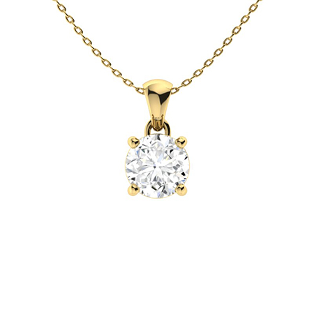 Veda Yellow Gold 4 Prong Moissanite Diamond Pendant Necklace