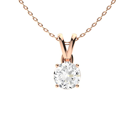 Ruti Lab Grown Diamond Rose Gold 4 Prong Solitaire Pendant Necklace