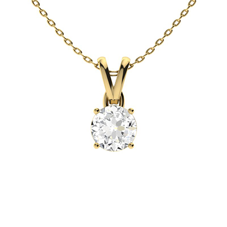 Ruti Lab Grown Diamond Yellow Gold 4 Prong Solitaire Pendant Necklace