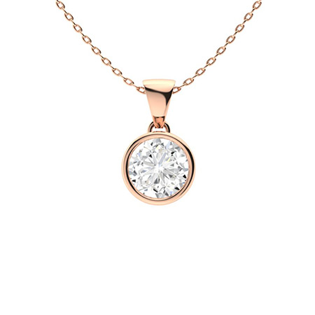 Quelle Natural Diamond Rose Gold Bezel Set  Necklace