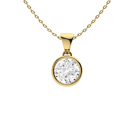 Quelle Natural Diamond Yellow Gold Bezel Set  Necklace