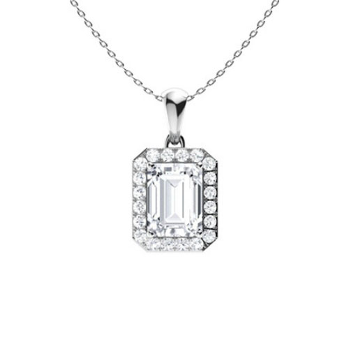 Torie Natural Diamond 4 Prong Halo Pendant Necklace
