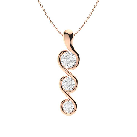 Theorigitha Natural Diamond Rose Gold Semi Bezel Journey Pendant Necklace