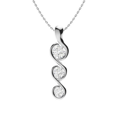 Theorigitha 0.50 - 1.00 Carat Natural Diamond Semi Bezel Journey Pendant Necklace