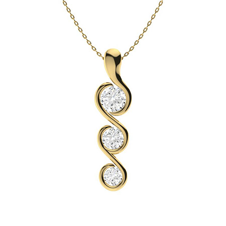 Theorigitha Natural Diamond Yellow Gold Semi Bezel Journey Pendant Necklace