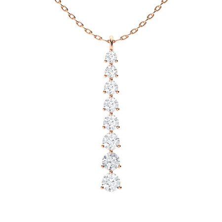 Theronda Lab Grown Diamond Rose Gold 3 Prong Journey Pendant Necklace
