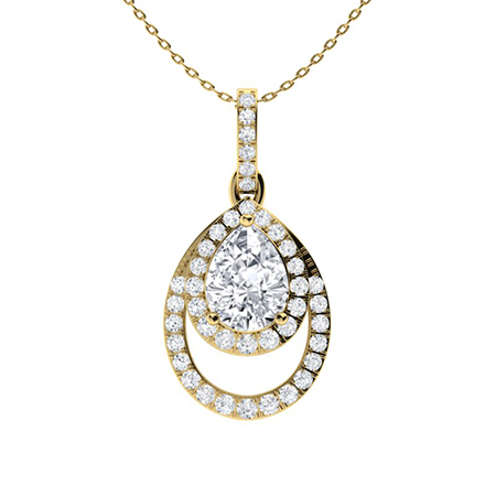 Tryssa Lab Grown Diamond Yellow Gold 3 Prong Drop Pendant Necklace