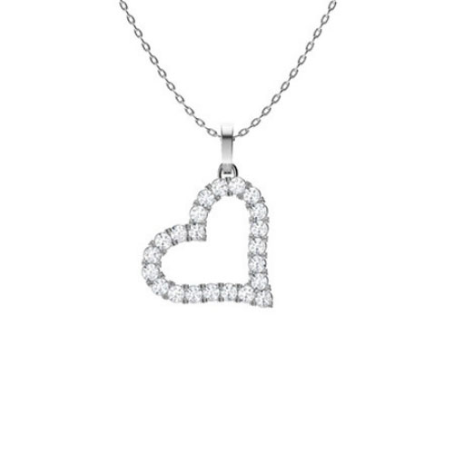 Poonam 0.10 Carat Natural Diamond Shared Prong Heart Necklace