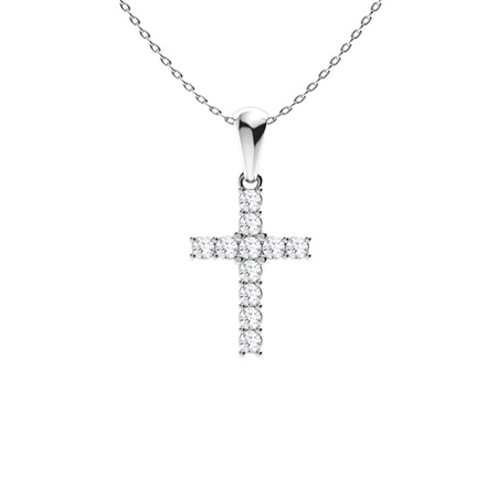Parya Lab Grown Diamond  4 Prong Cross Pendant Necklace