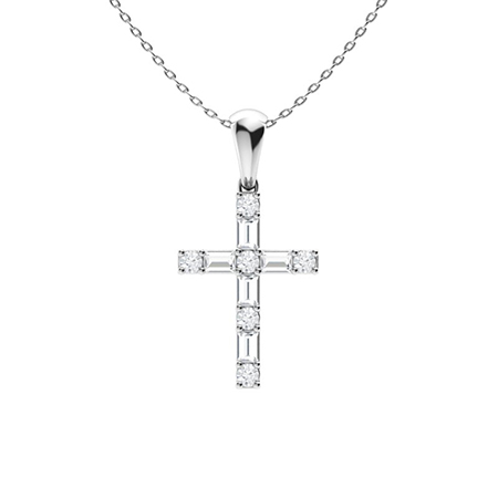 Payoda Lab Grown Diamond 4 Prong Cross Pendant Necklace