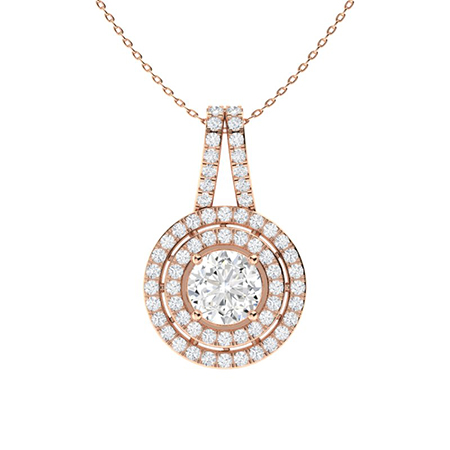 Philyra Lab Grown Diamond Rose Gold 4 Prong Circle Pendant Necklace