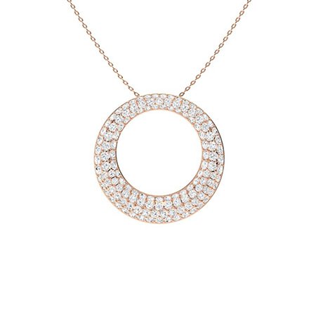 Pholma Lab Grown Diamond Rose Gold Pave Set Circle Pendant Necklace