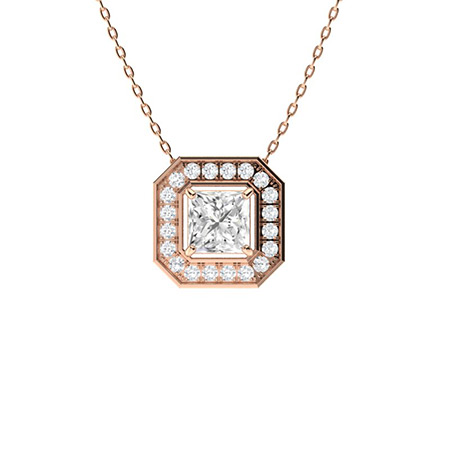 Thomasyne Natural Diamond Rose Gold Claw Set Designer Pendant Necklace