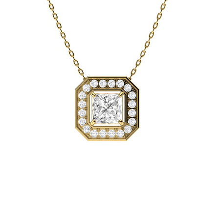 Thomasyne Natural Diamond Yellow Gold Claw Set Designer Pendant Necklace
