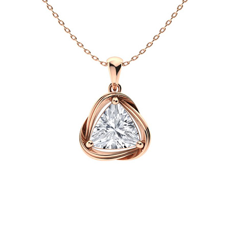 Tunnoke Natural Diamond Rose Gold 3 Prong Delicate Pendant Necklace