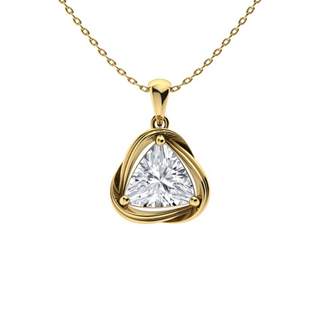 Tunnoke Natural Diamond Yellow Gold 3 Prong Delicate Pendant Necklace