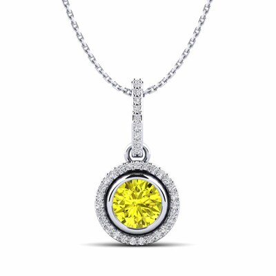 Tinble 0.20 Carat Bezel Set Yellow Diamond Pendant Necklace