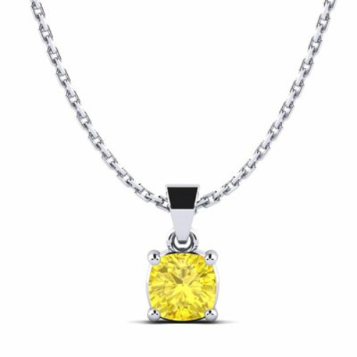 Tyrianne 0.50 - 0.75 Carat 4 Prong Yellow Diamond Pendant Necklace