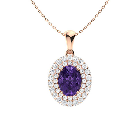 Quetzalli Amethyst Rose Gold 4 Prong 