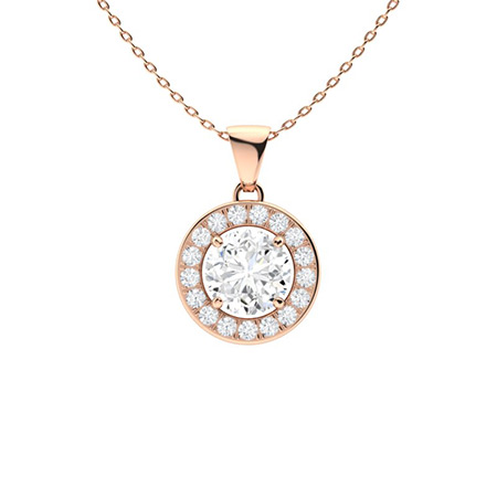 Vionna Rose Gold 4 Claw Set Moissanite Diamond Pendant Necklace