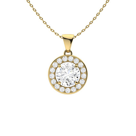 Vionna Yellow Gold 4 Claw Set Moissanite Diamond Pendant Necklace