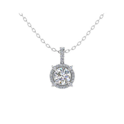 Tejasvi Lab Grown Diamond 4 Prong Halo Pendant Necklace
