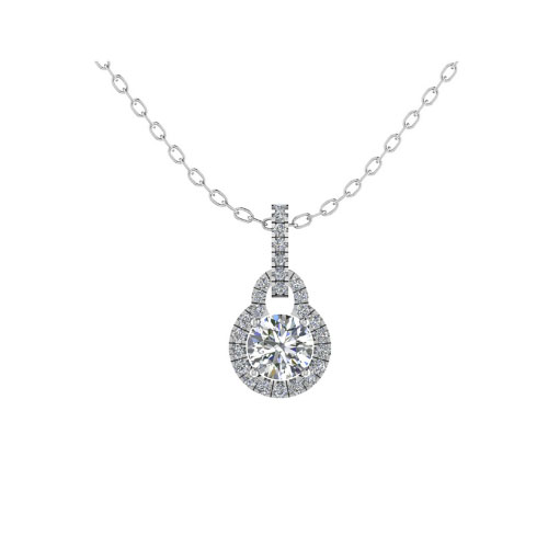 Tien Lab Grown Diamond Halo Pendant Necklace