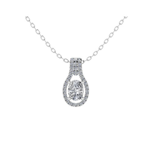 Tabia Lab Grown Diamond 4 Prong Halo Pendant Necklace