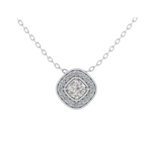 Terasa Natural Diamond 4 Prong Halo Pendant Necklace