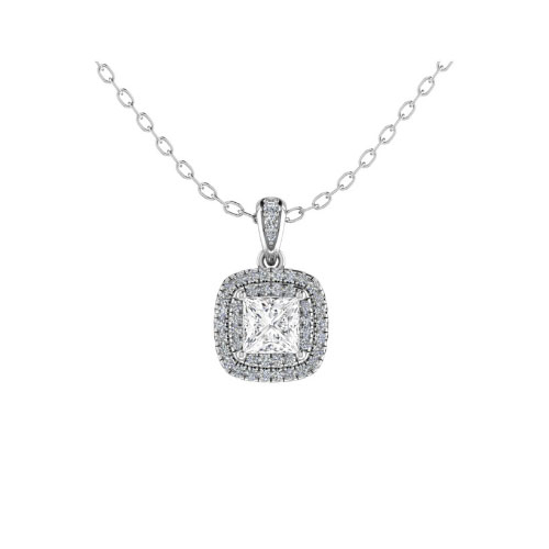 Trudie Lab Grown Diamond 4 Prong Halo Pendant Necklace