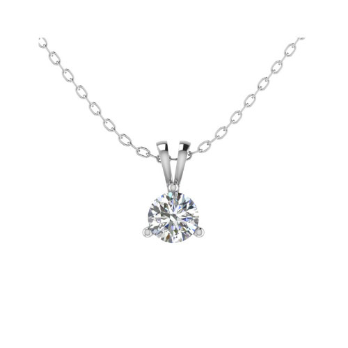 Tenley Natural Diamond 3 Prong Solitaire Pendant Necklace