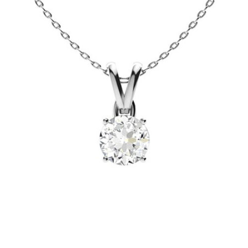 Quintarah Natural Diamond Rose Gold 4 Prong Solitaire Pendant Necklace