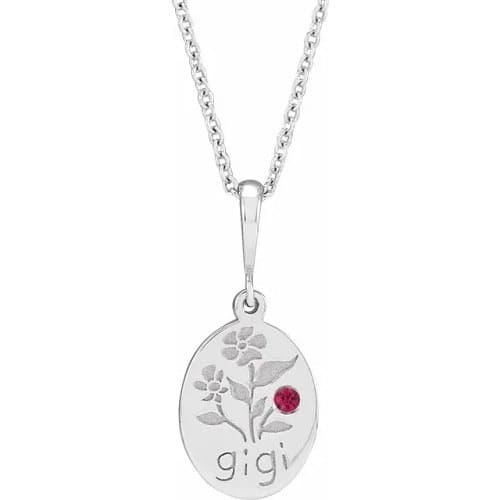 Hostas Natural Ruby Silver Bezel Set 