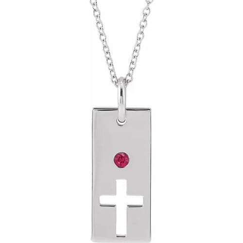 Ilex Natural Ruby Silver Bezel Set 