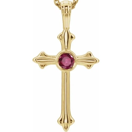 Paulmi Natural Ruby Yellow Gold Bezel Set 