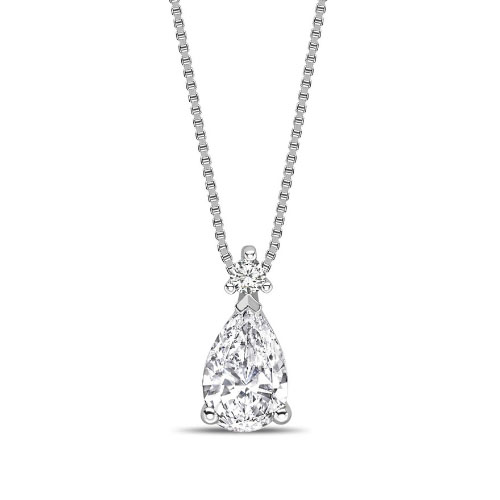 Triona Lab Grown Diamond 3 Prong Halo Pendant Necklace