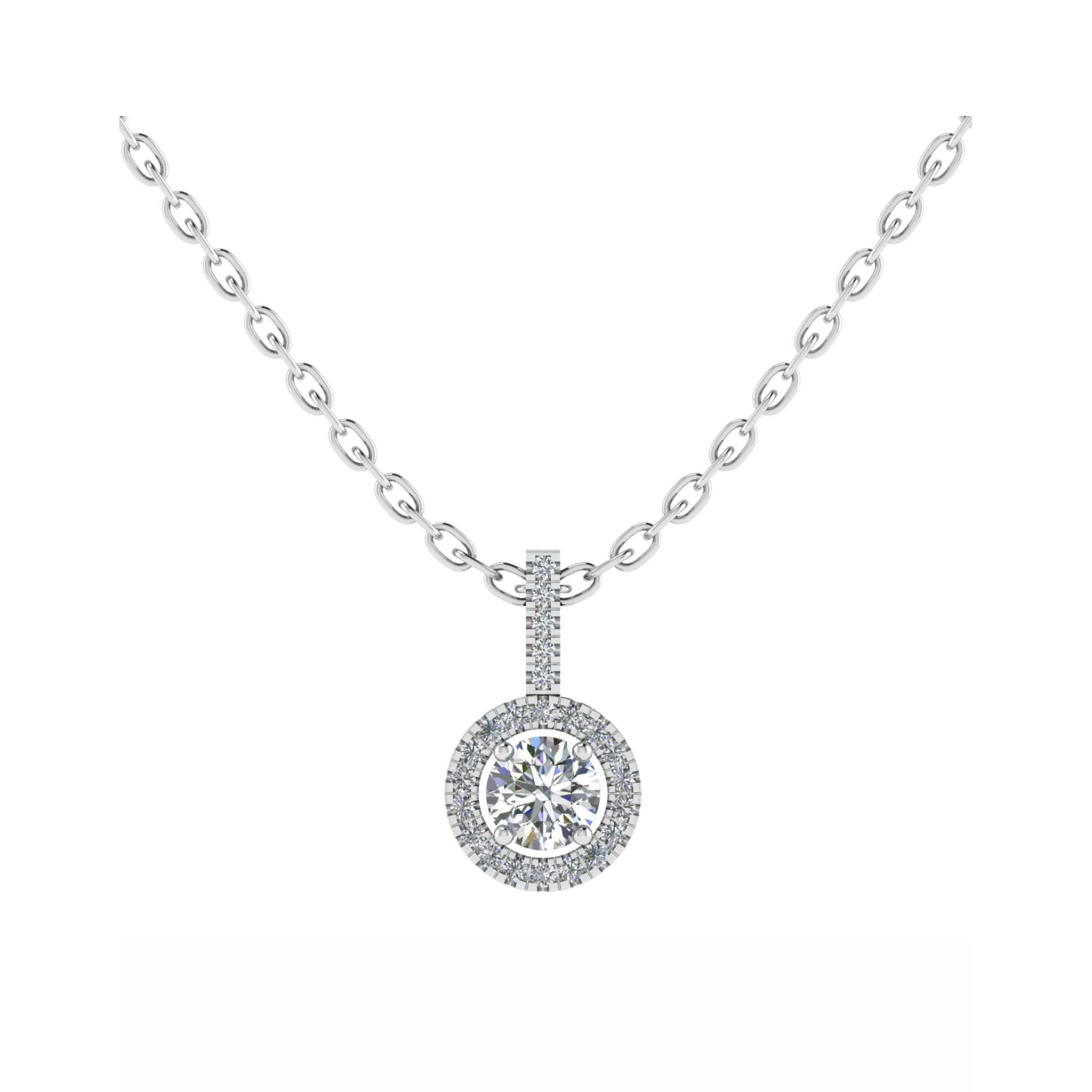 Taaliah Natural Diamond Silver 4 Prong Halo Pendant Necklace
