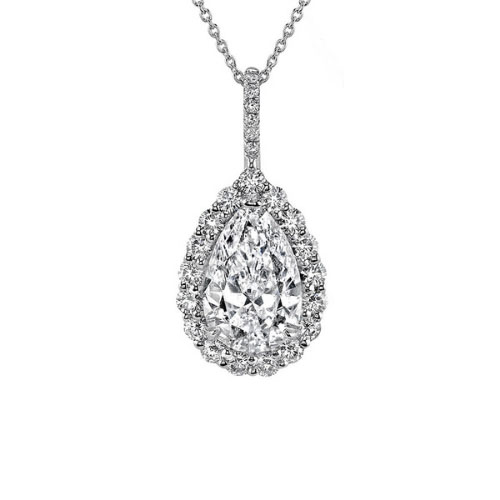 Tiffini Lab Grown Diamond 3 Prong Halo Pendant Necklace
