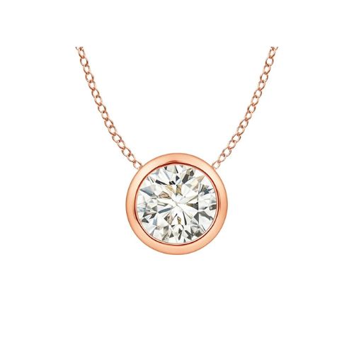 Quenild Natural Diamond Rose Gold Bezel Set  Necklace