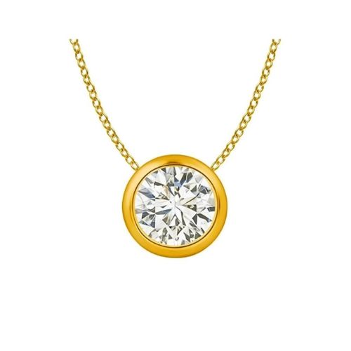 Quenild Natural Diamond Yellow Gold Bezel Set  Necklace