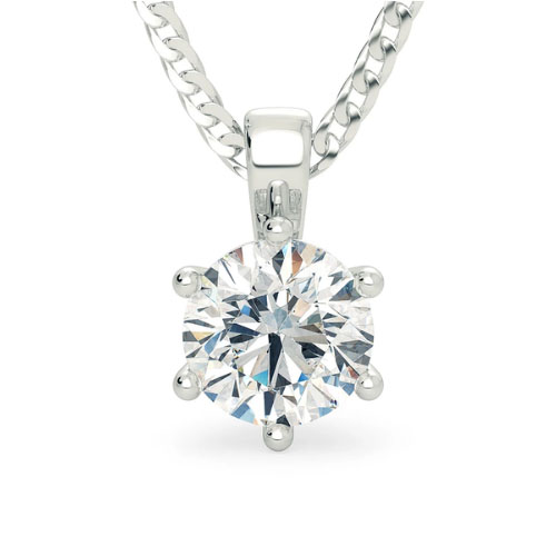 Queniua Natural Diamond 6 Prong Solitaire Pendant Necklace
