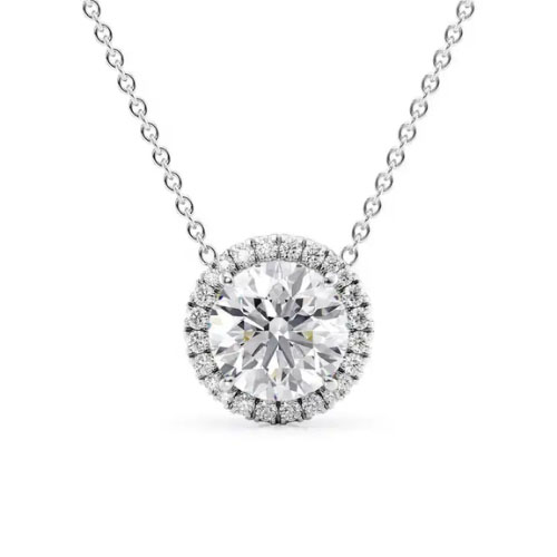 Tisha 0.34 Carat Natural Diamond 4 Prong Halo Pendant Necklace