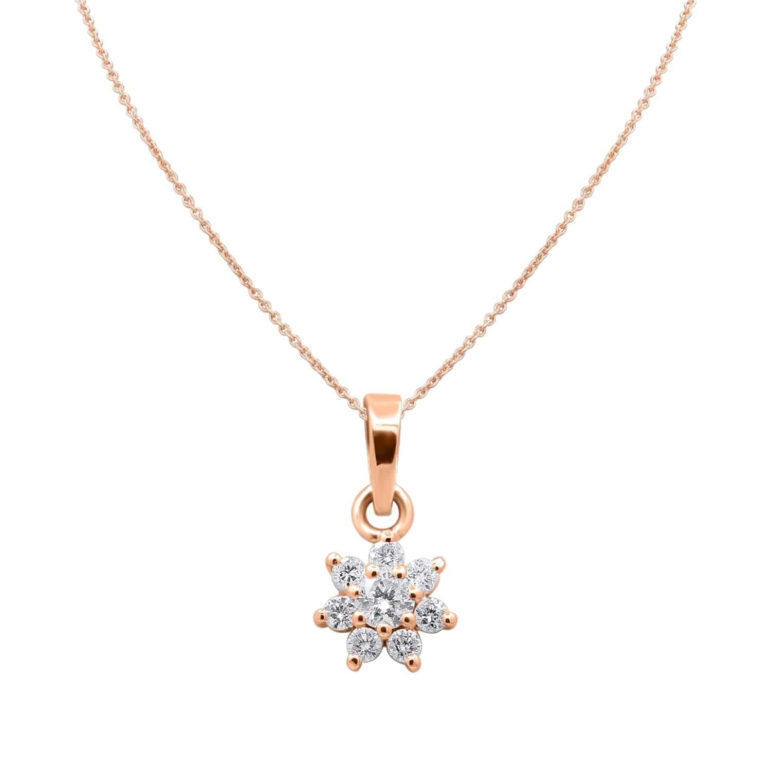 Tamie Natural Diamond Rose Gold Prong Set Cluster Pendant Necklace
