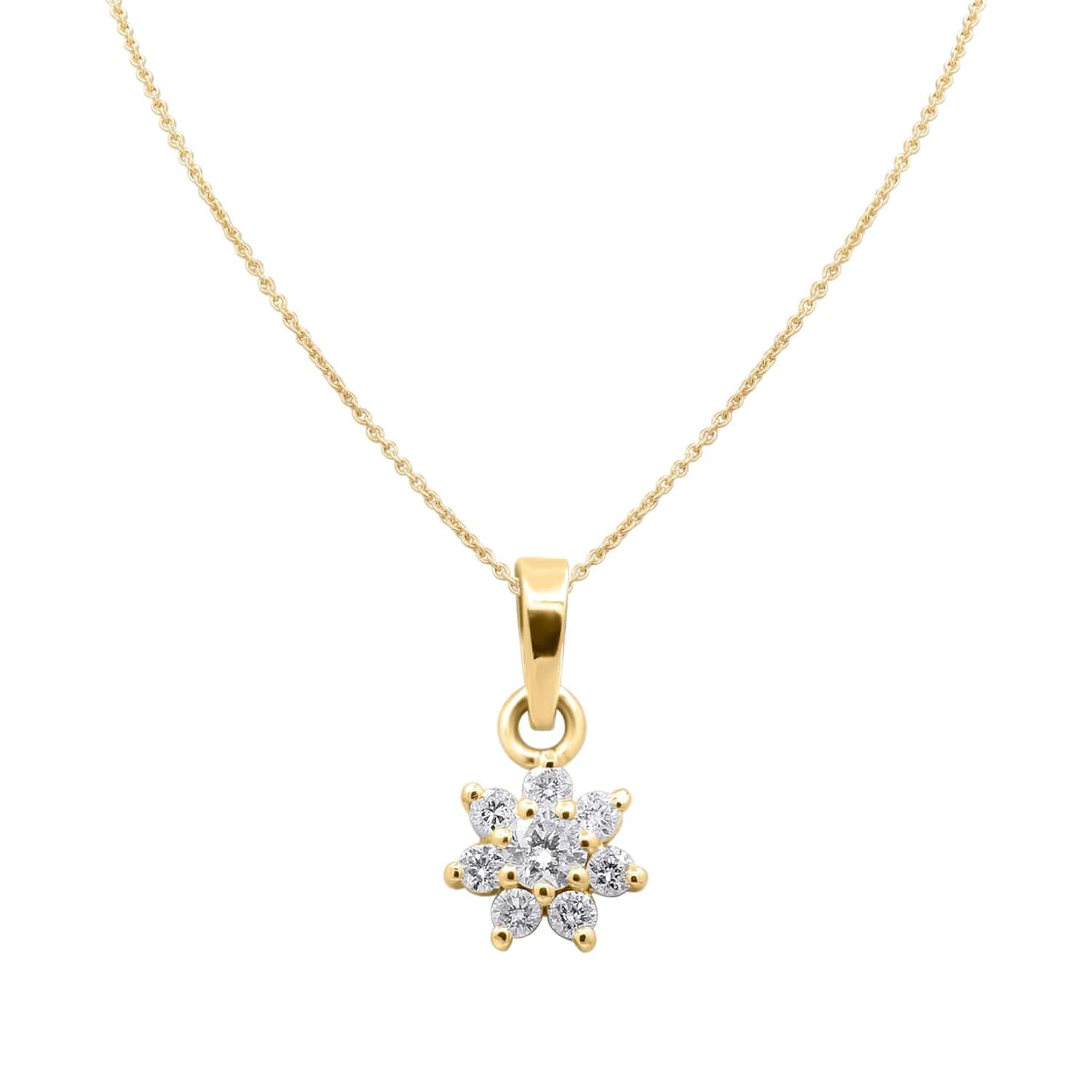 Tamie Natural Diamond Yellow Gold Prong Set Cluster Pendant Necklace