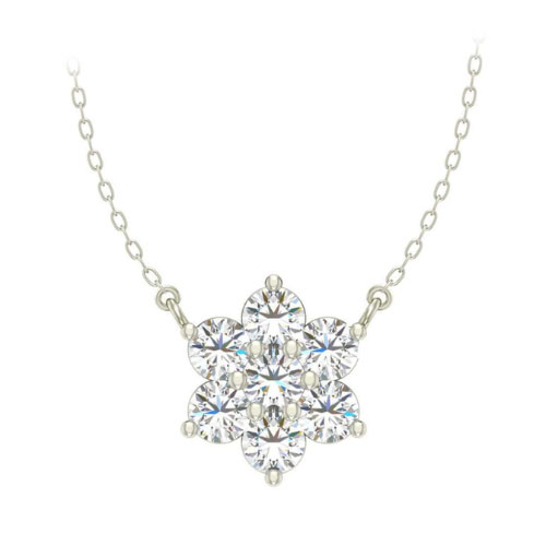 Timbre 0.10 Carat Natural Diamond Prong Set Cluster Pendant Necklace