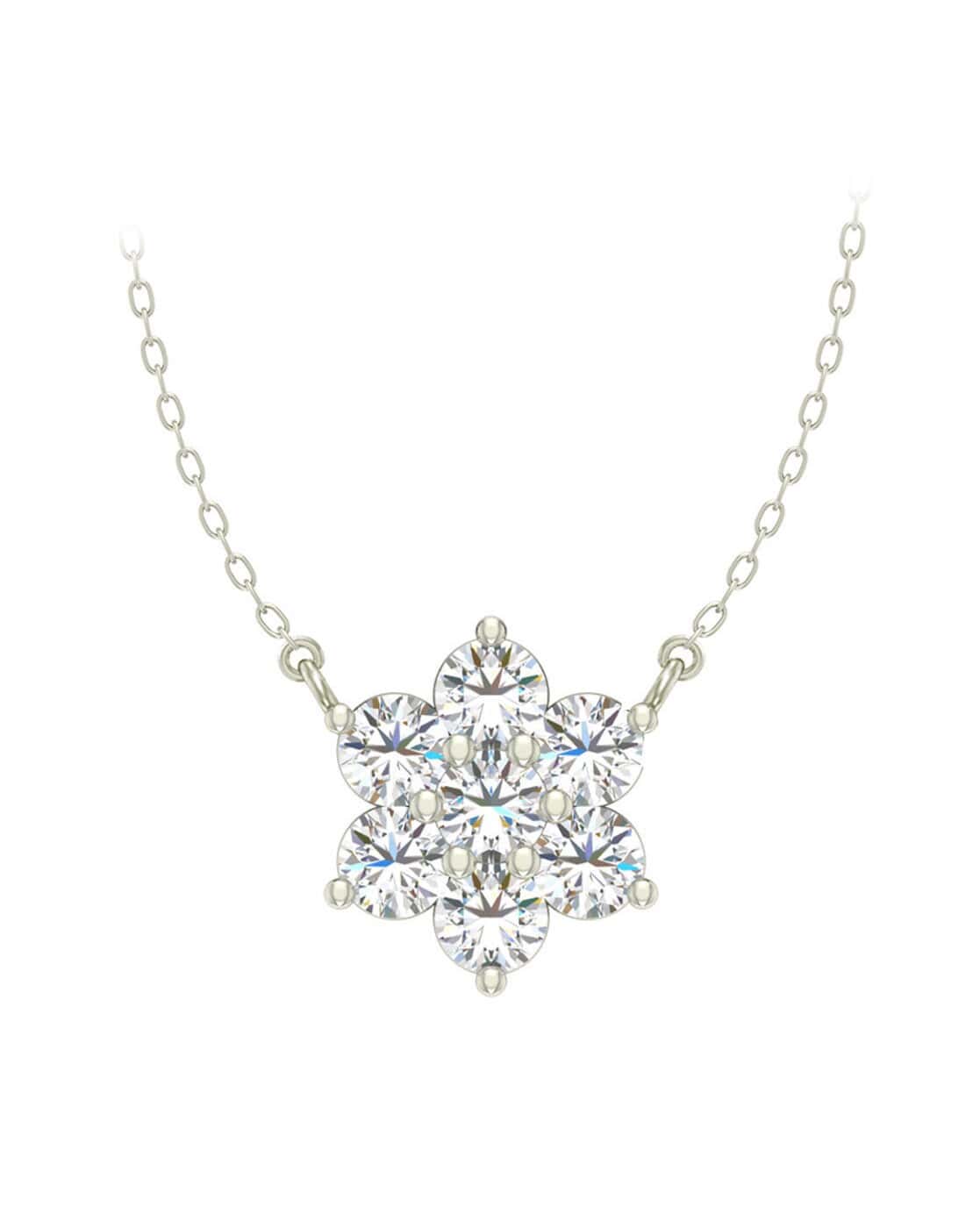 Timbre Natural Diamond Yellow Gold Prong Set Cluster Pendant Necklace