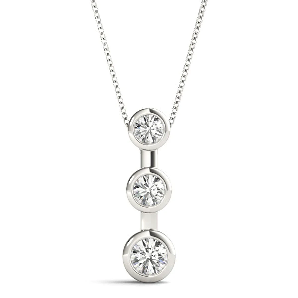 Theberga 0.50 - 1.00 Carat Natural Diamond Bezel Set Journey Pendant Necklace